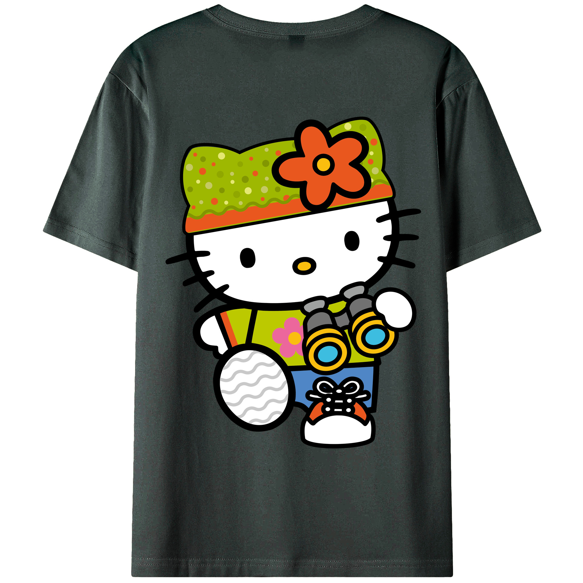 （画像用） Hello Kitty ハローキティ 綿100％ メンズ半袖Tシャツ（バックプリント） 通気性